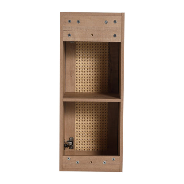 English Elm 12" Bathroom Side Cabinet Wall-Mounted, Soft-Close Hinges, Plywood, Hidden Handle, Space-Saving Storage W999P279375