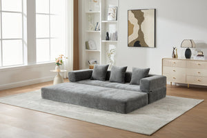 English Elm UNITED Folding Sofa Bed with Removable Cover Zipper, Chenille Memory Foam Sleeper for Small Spaces Gray W1568P293808