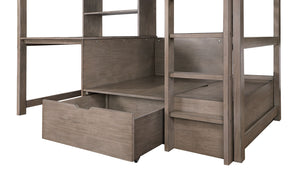 English Elm Modern Twin-Over-Full Bunk Bed with Angled Ladder, Solid Hardwood Frame and Patented Lock Joint Warm Grey 45 L x 72 W x 5 H B2741S00325