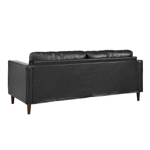 English Elm Christopher Knight Home® - Mirod Mid-Century Modern PU Leather Sofa with Tufted Back, Birch Legs, Foam & Pocket Spring Comfort Black N760P285734B