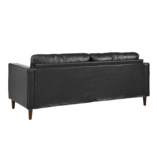 English Elm Christopher Knight Home® - Mirod Mid-Century Modern PU Leather Sofa with Tufted Back, Birch Legs, Foam & Pocket Spring Comfort Black N760P285734B