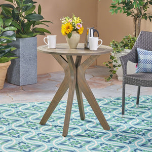 English Elm Stamford Solid Acacia Round Side Table Slatted X-base Design for Patio or Living Room Grey N770P414166G