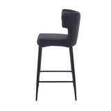 Christopher Knight Home® - Noble House - - 28Inch Counter Height Bar Stools Set Of 2, Modern Bar Upholstered Chairs With Pu Leather, Metal Footrest And Frame For Kitchen Island, Bar Table, Dining Room, Black