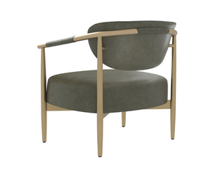 Sunpan HELOISE Lounge Chair in Ivanhoe Pine - Stylish Faux Leather Accent with Gold Frame & Rope Detail 112659