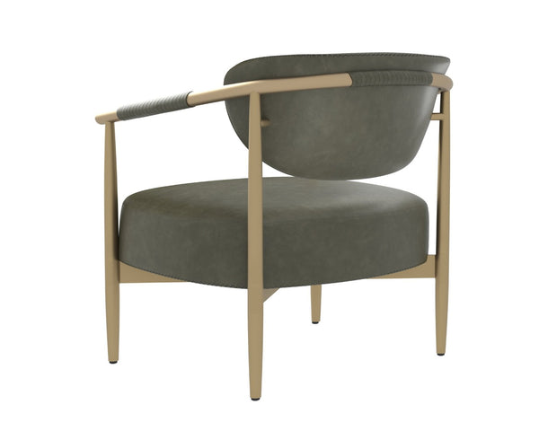 Sunpan HELOISE Lounge Chair in Ivanhoe Pine - Stylish Faux Leather Accent with Gold Frame & Rope Detail 112659