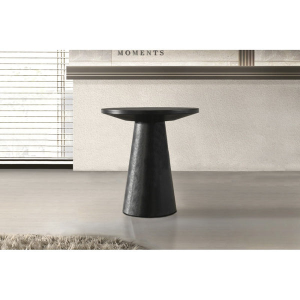 English Elm 20 Sculptural Round Console Table with Beveled Top and Sturdy Pedestal Base for Modern Spaces Black 13.5 L x 13.5 W x 22 H B011S01869