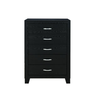 English Elm CARLOS Modern Black 5PC King Bedroom Set with Upholstered LED Headboard, Spacious Drawers & Handles B201S00176