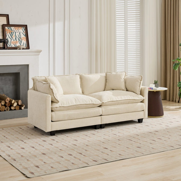 English Elm Cloud Modular Sofa Two Seat Chenille Upholstered Couch for Living Room Lounge Beige W1143P310491