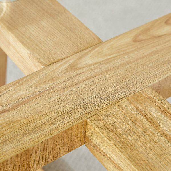 English Elm Modern wood-color MDF circular coffee table with tempered glass top, easy assembly, versatile style W1151P146796