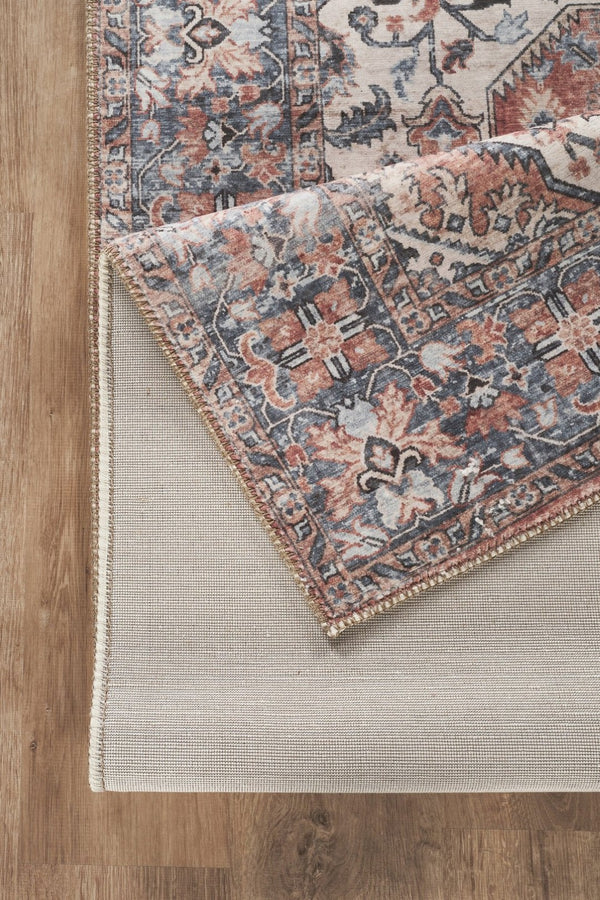 English Elm Majestic Persian Medallion Polyester Area Rug Stain Resistant Low Pile Living Room B186P428884