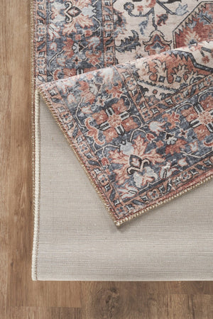 English Elm Majestic Medallion Area Rug Stain Resistant Polyester for Dining and Living Rooms B186P428883