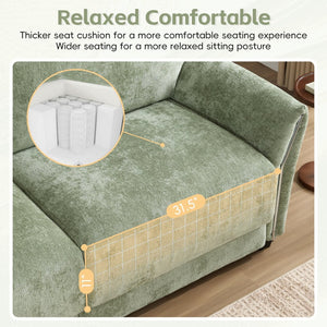 English Elm [video]142" Chenille U-shape Sectional Sofa with Usb Charging Ottoman Petal Arms 6 Seat N723S8038F
