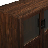 English Elm Walker Edison - Modern Grooved-Door Accent Cabinet – Dark Walnut