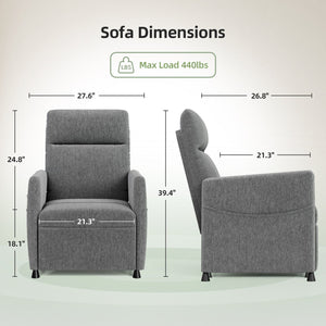 English Elm Power Recliner Chair with Electric Lift, Plush High-Density Foam, Wipe-Clean PVC Upholstery for Home Theater and Compact Spaces Light Gray W3659P334866