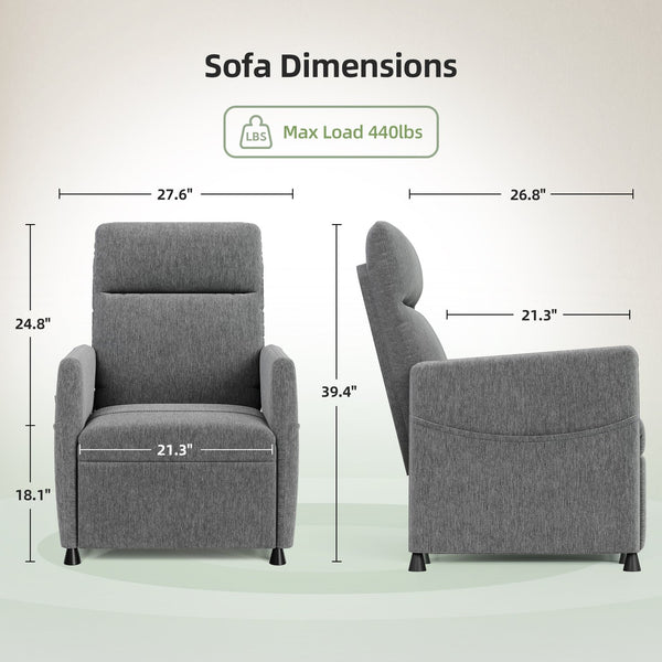 English Elm Power Recliner Chair with Electric Lift, Plush High-Density Foam, Wipe-Clean PVC Upholstery for Home Theater and Compact Spaces Light Gray W3659P334866