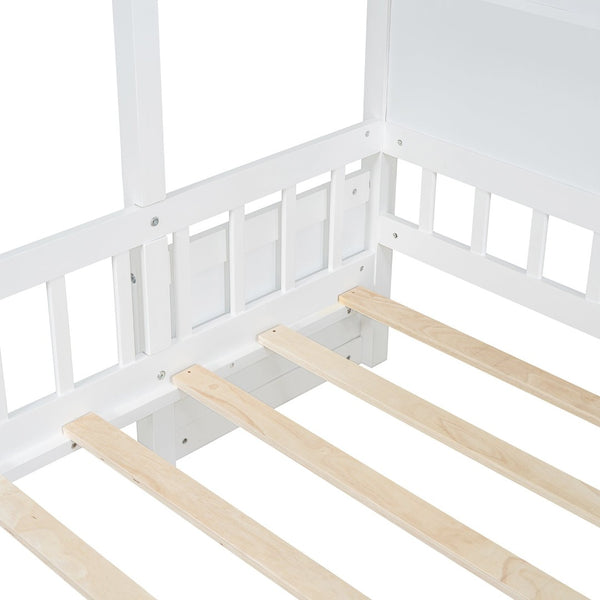 English Elm Twin House Bed Frame with Sofa Seating Led Lighting Drawers and Wireless Charging LP000521AAK-1