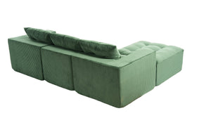 English Elm 101" Modular Cloud Sectional Corduroy Upholstered Sofa Reversible Chaise Living Room Green W1170S00055