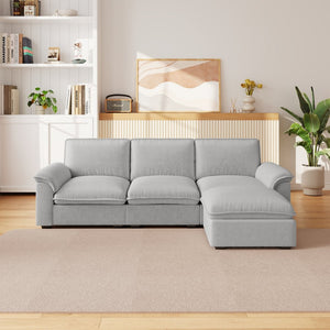 English Elm Cloud Sectional Sofa with Movable Chaise Soft Chenille Upholstery for Modern Living Rooms Gray W1359S00066