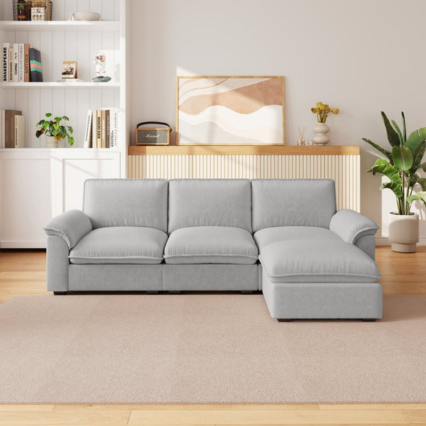 English Elm Cloud Sectional Sofa with Movable Chaise Soft Chenille Upholstery for Modern Living Rooms Gray W1359S00066