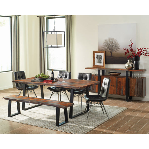 English Elm Kappelman Grey Sheesham Industrial 4-Door Server with Dual Countertops and U-Shaped Metal Legs B062P353472