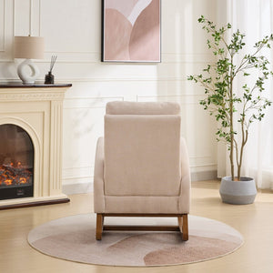 English Elm 27.2"w Wingback Glider Rocker Polyester Nursery Chair with Walnut Rubberwood Base W3188P304600