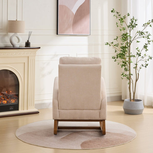 English Elm 27.2"w Wingback Glider Rocker Polyester Nursery Chair with Walnut Rubberwood Base W3188P304600