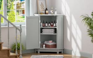 English Elm Grey Triangle Corner Cabinet Mdf Modern Bathroom Storage with Adjustable Shelves Gray N725P333564E