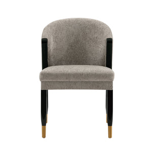 English Elm Ola Wood Chenille Dining Chair Stone Gray — Solid Elm Frame, Gold-Tip Legs, Luxurious Foam Padding, 330lb Capacidad B365P397691