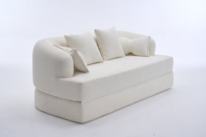 English Elm 2-in-1 Foldable Chenille Sleeper Sofa Compact Convertible Loveseat for Modern Living W2231P392100