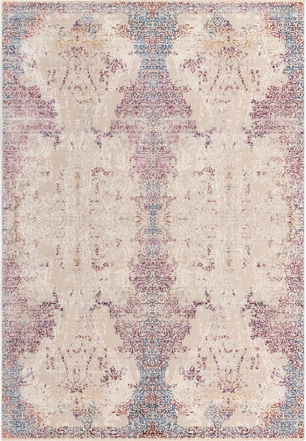 Unique Loom Deepa Babble Machine Made Abstract Rug Ivory, Blue/Ivory/Gold/Light Blue/Purple 6' 1" x 8' 10"