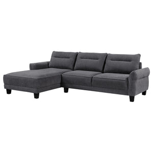 English Elm Verona Modern Grey Loose Back Sectional Sofa with Chaise, Solid Wood Frame, Pocket Coil Comfort B062S01242