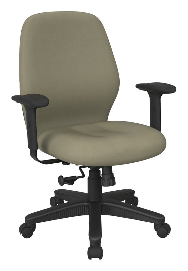 OSP Home Furnishings Mid Back Executive Office Chair Synchro Tilt Lumbar Support Ergonomic Padded Arms Sage 3121-R106