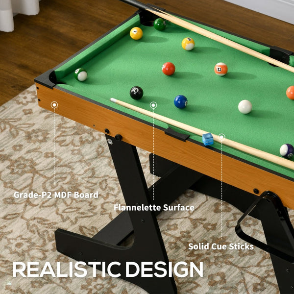 English Elm Soozier Foldable Billiards Table Set with Felt Surface Cues Balls for Game Room W2225P200671