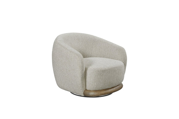 English Elm Swivel Accent Chair with Wood Base Dacron Cushion and Performance Fabric for Living Rooms B2699P481668
