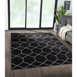 Madison Park Averie Modern/Contemporary Trellis Geometric Woven Area Rug MP35-8064 Black/Cream