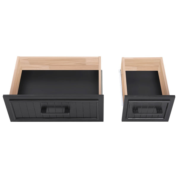 English Elm K&k Farmhouse Rolling Kitchen Island Drop Leaf Power Outlet Five Drawers Cabinet Storage Black N707S263094B
