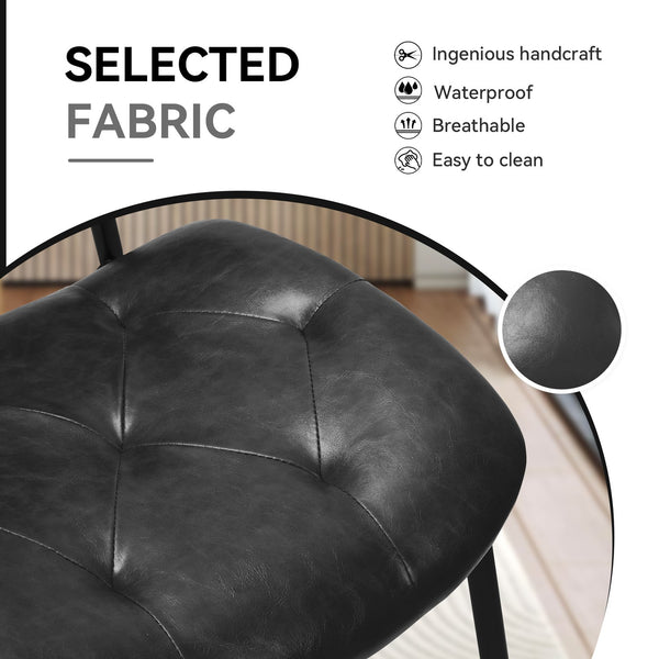 English Elm Dining Chairs Set Of 2 - Ergonomic Black Pu Leather, Thick Cushioned Modern Side Chairs For Comfort T3950P394501