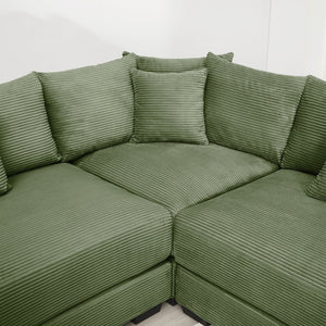 English Elm Oversized Modular Sectional Couch With Deep Seats, 10 Plush Pillows, Premium Corduroy, Easy Assembly W714S01338-GIGA