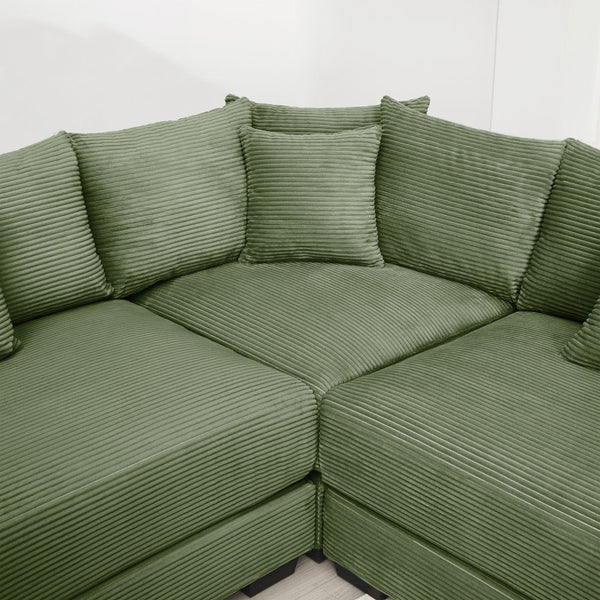 English Elm Oversized Modular Sectional Couch With Deep Seats, 10 Plush Pillows, Premium Corduroy, Easy Assembly W714S01338-GIGA