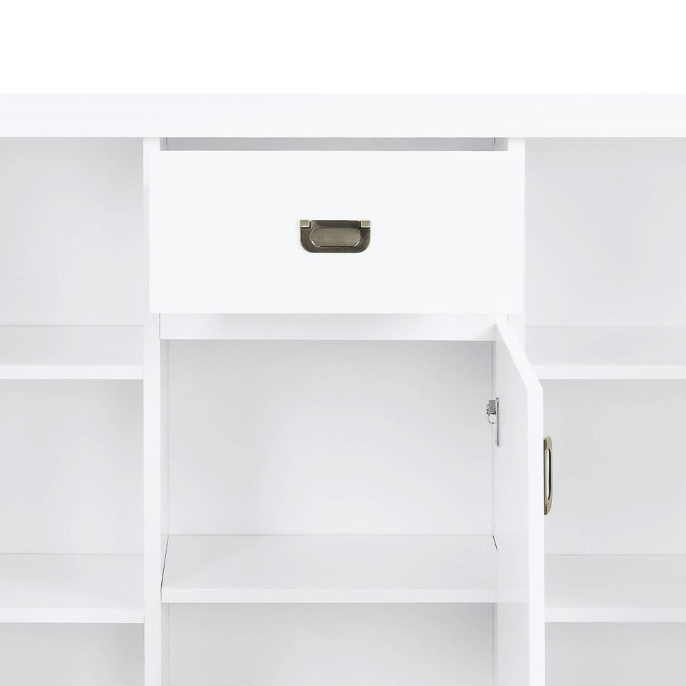English Elm White High Gloss 3-Door Storage Server With Drawer – Modern Organization For Bedroom Or Living Area B062P209325-GIGA
