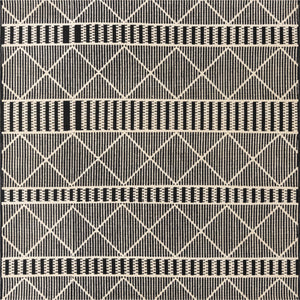Unique Loom Outdoor Trellis Dalyan Machine Made Striped Rug Black, Natural 5' 4" x 6' 1"