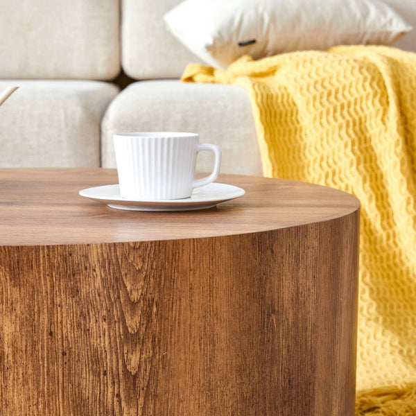 English Elm Cave Stone Patterned Mdf Round Coffee Table for Minimalist Industrial Living Rooms Wood W1151P460952