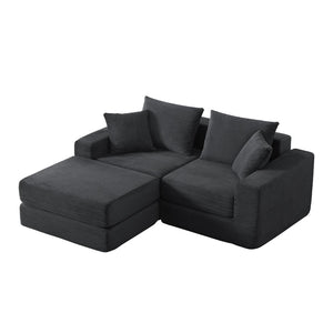 English Elm Modular Cloud Sectional Corduroy Sofa Deep Seat Comfort for Flexible Living Spaces Dark Gray W3396P435277