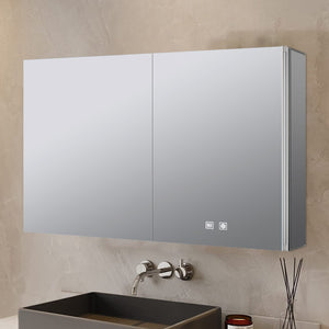 English Elm Corsica Double Door Led Medicine Cabinet with Defogger Aluminum Frame Spa Bath B2731P477802