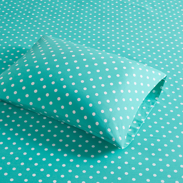 JLA Home Mi Zone - Printed Polka Dot 100% Cotton Percale Sheet Set for Kids — OEKO‑TEX Certified, Breathable, Durable MZ20-496