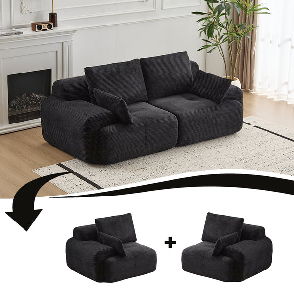 English Elm Modern Memory Foam Compressed Sofa - Pet-Friendly, Modular Loveseat For Living Rooms, Black Corduroy W3723P346963