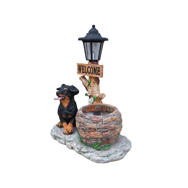 English Elm Labrador Solar Garden Statue with Led Glow and Built-in Succulent Planter Basin W5398P464239