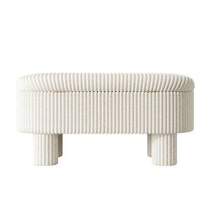 English Elm Modern Corduroy Upholstered Storage Bench with Lift Top Lid for Bedroom Entryway Beige N719P305624A
