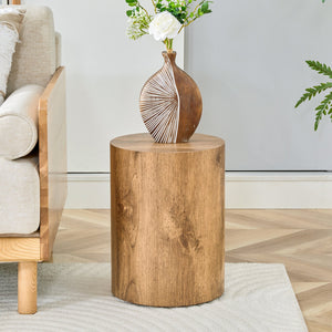 English Elm Modern Minimalist Wood Cylinder Coffee Table Set of 2 — Marble-Pattern MDF, Multi-Size, No Assembly Needed W1151S04196