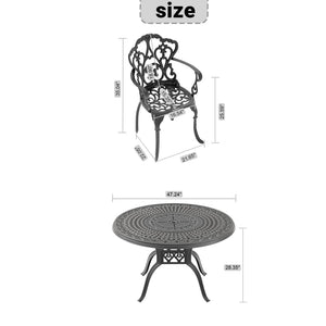 English Elm 5-piece Cast Aluminum Outdoor Dining Set with Ornate Relief Patterned Chairs and Table W1710S00564